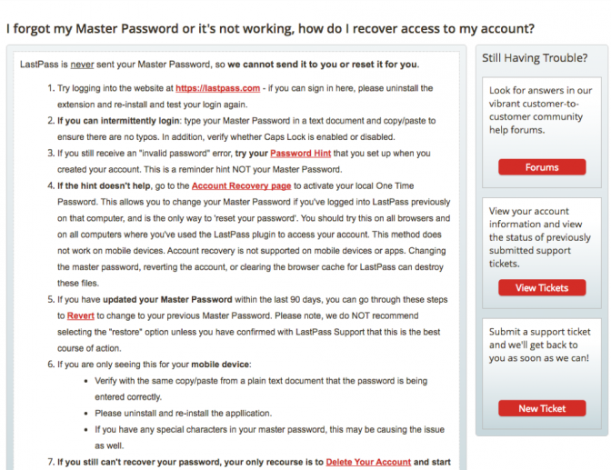 I Forgot my Master Password