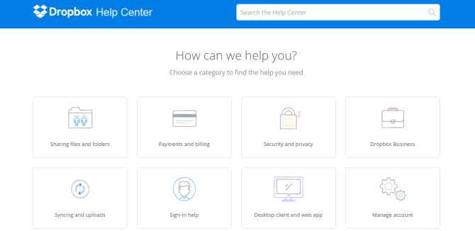 The Dropbox Help Center covers just about any question a user may have and works like a central information hub.