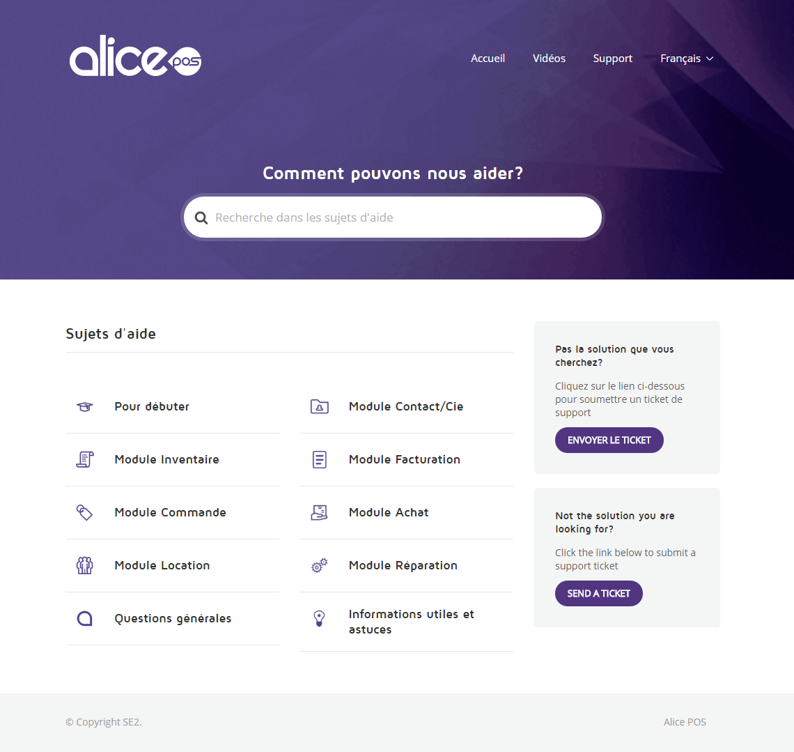 Base de connaissances Alice POS