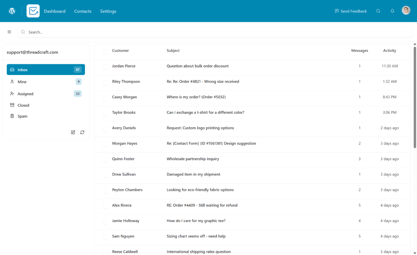 Heroic Inbox helpdesk interface
