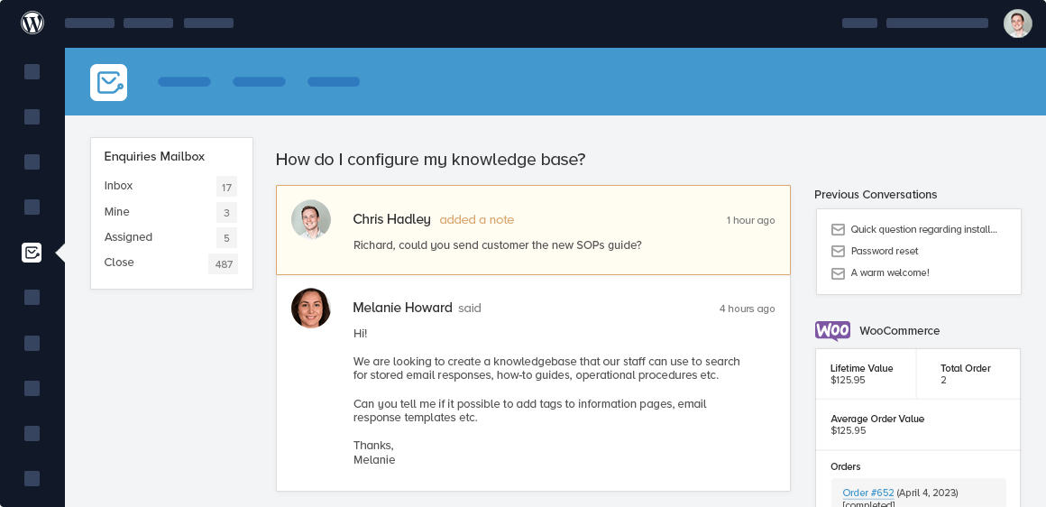 Heroic Inbox and Heroic KB running inside WordPress