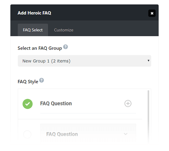 Heroic FAQs - Visueller Editor
