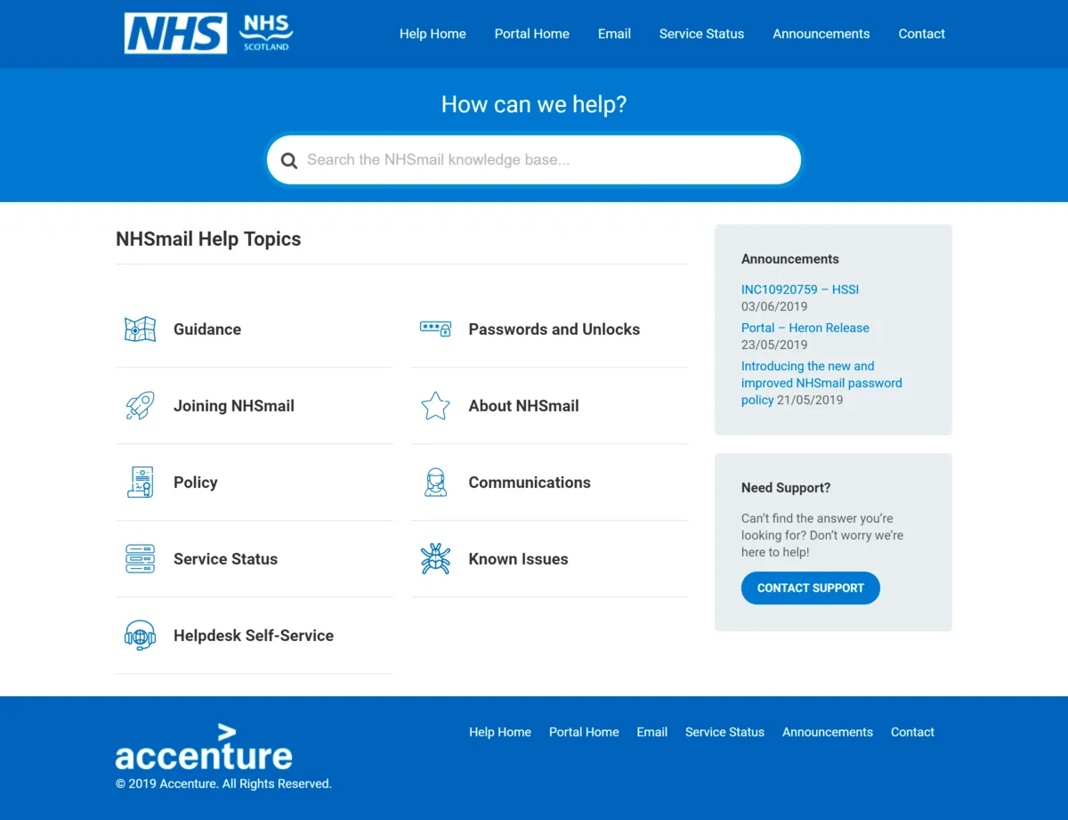 NHS Support Wissensdatenbank