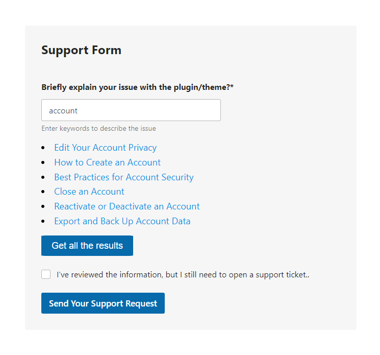 suggested knowledge base articles based on the search