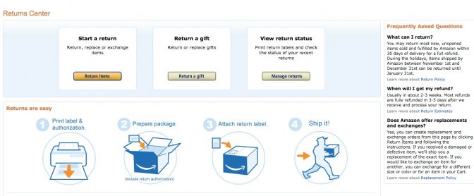 How to Return Items from .com