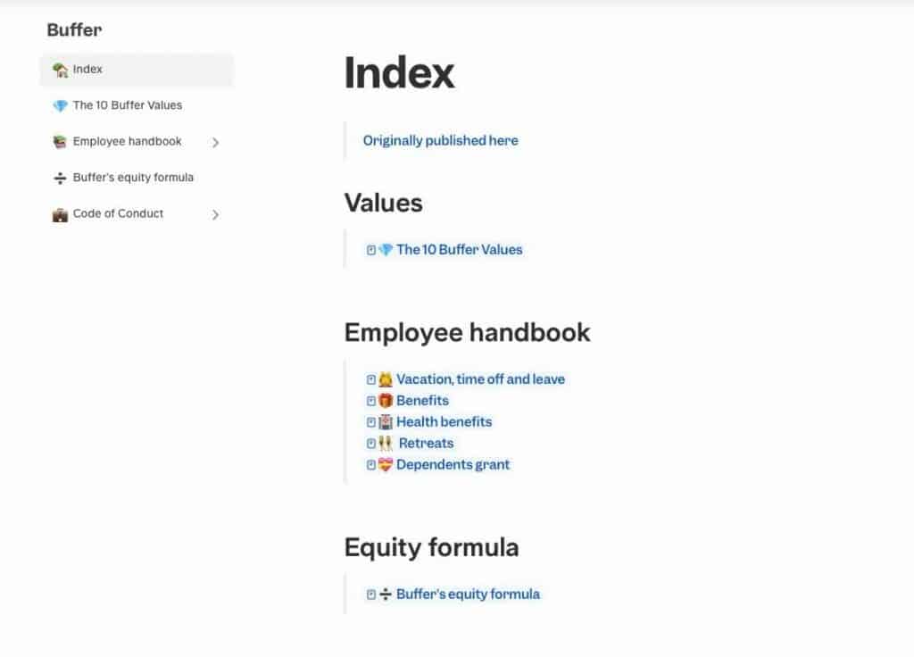 An example of Buffer’s internal knowledge base