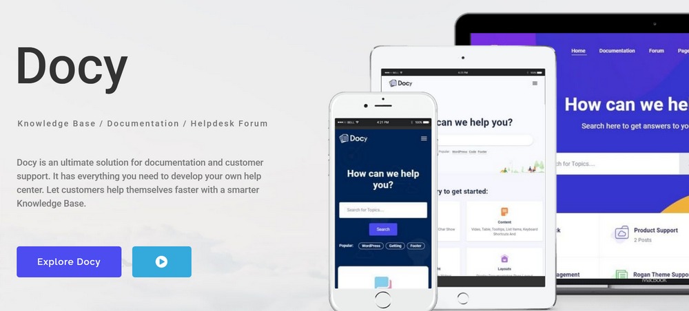 Docy WordPress theme for the documentation website