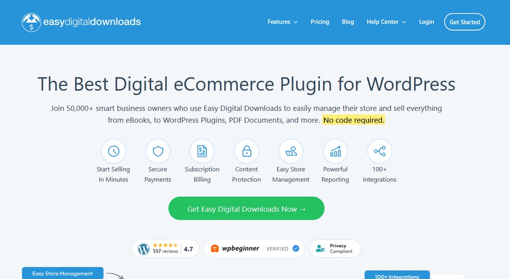 Easy digital downloads new homepage
