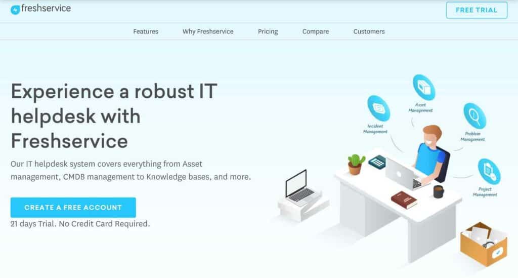 Freshservice helpdesk product page 