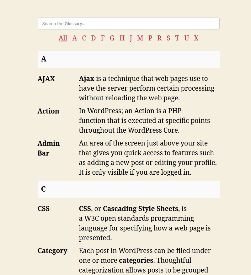 Glossary example