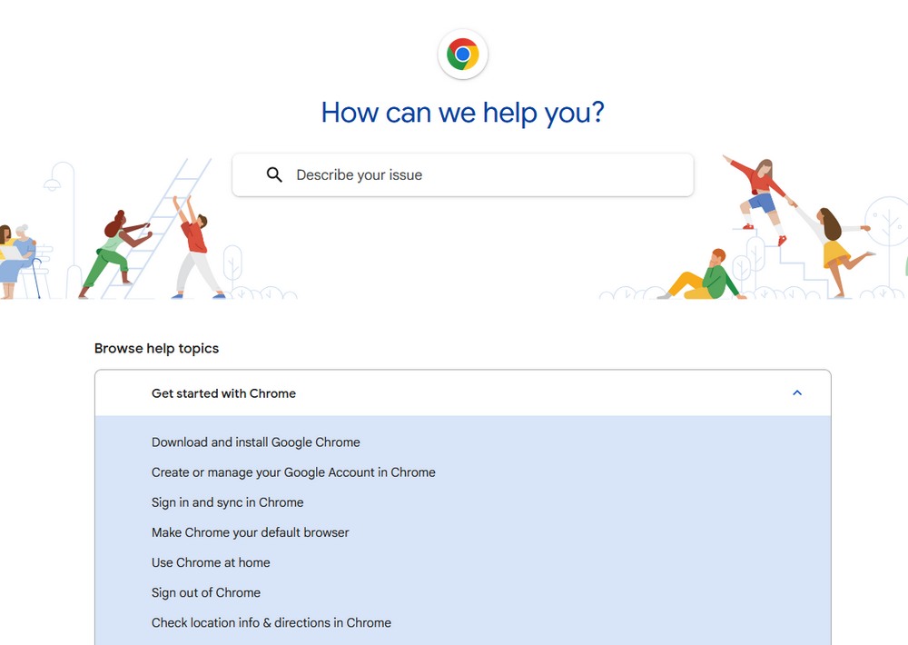 Google chrome help center example