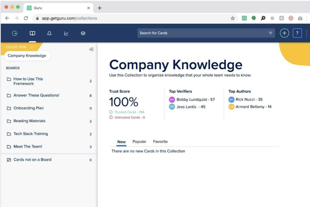 Guru knowledge base builder to develop a company wiki 
