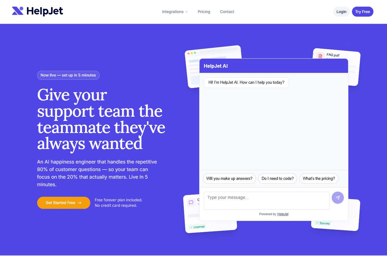 HelpJet AI chatbot software