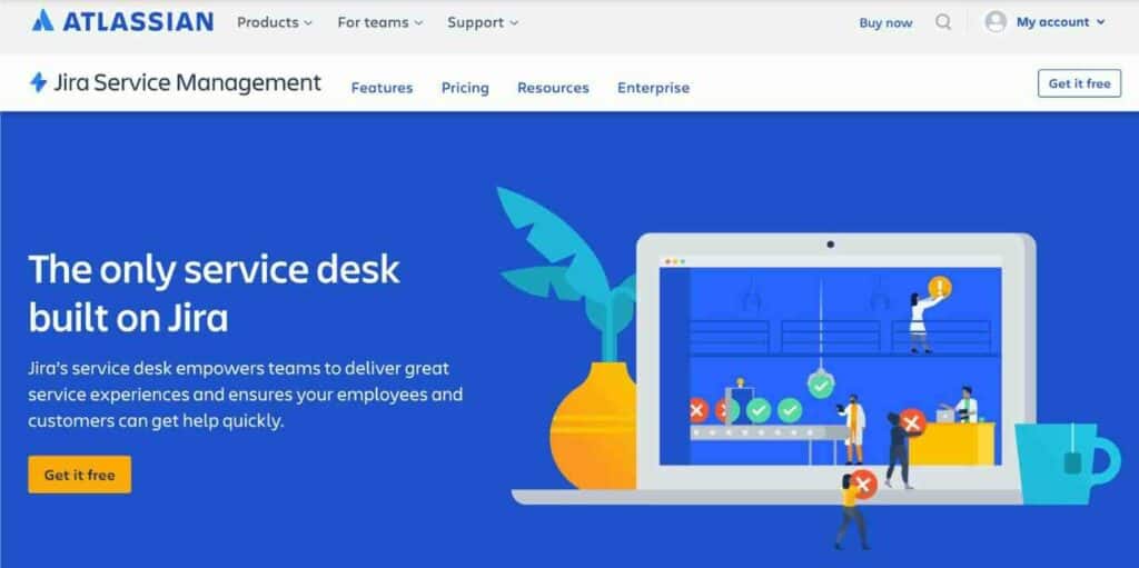 Jira Service Management’s homepage