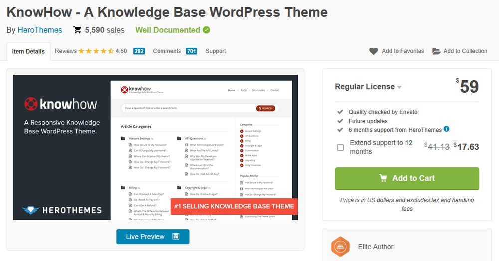 KnowHow best selling documentation WordPress theme
