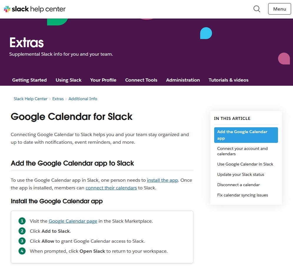 Knowledge Base How-to Guide example by Slack