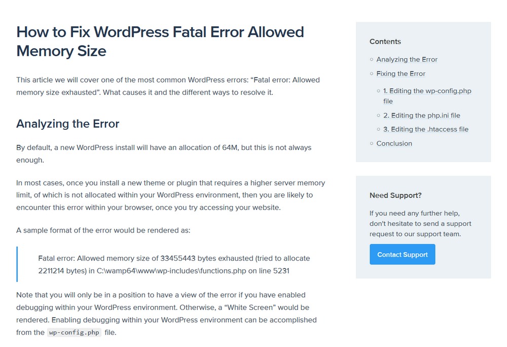 Knowledge base troubleshooting guide example