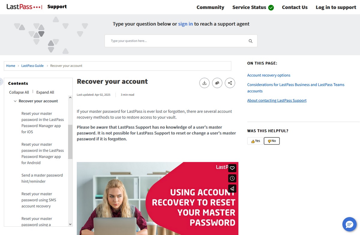 LastPass knowledge base guide example