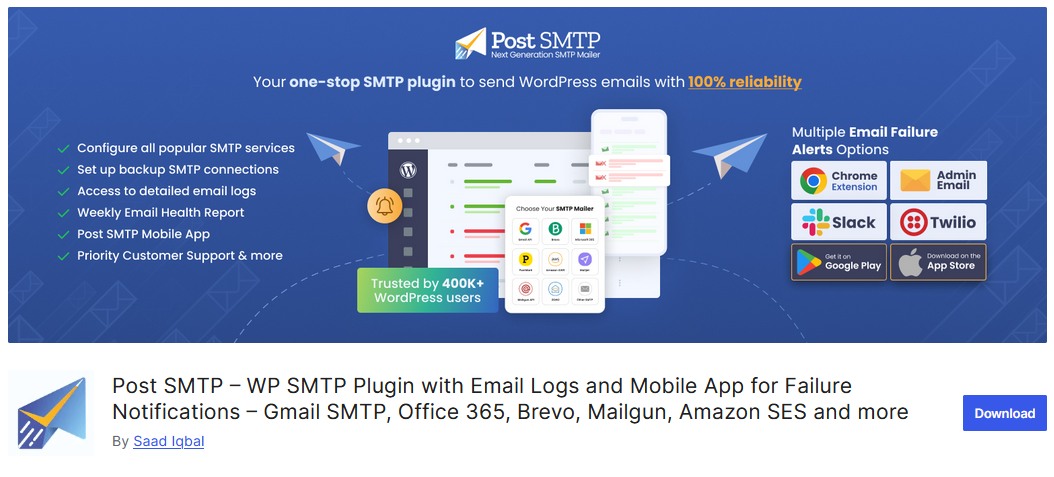 Post SMTP WP SMTP Plugin with Email Logs and Mobile App