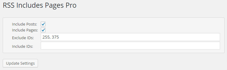 RSS includes pages pro features