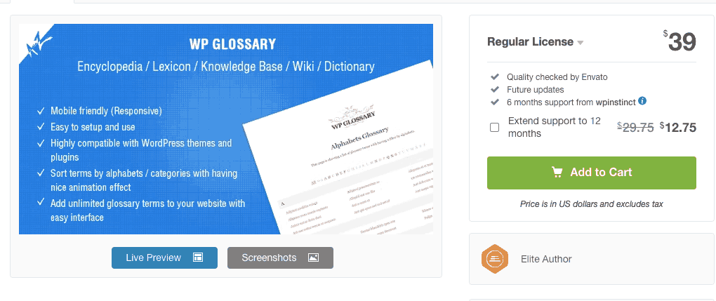 WP Glossary plugin website