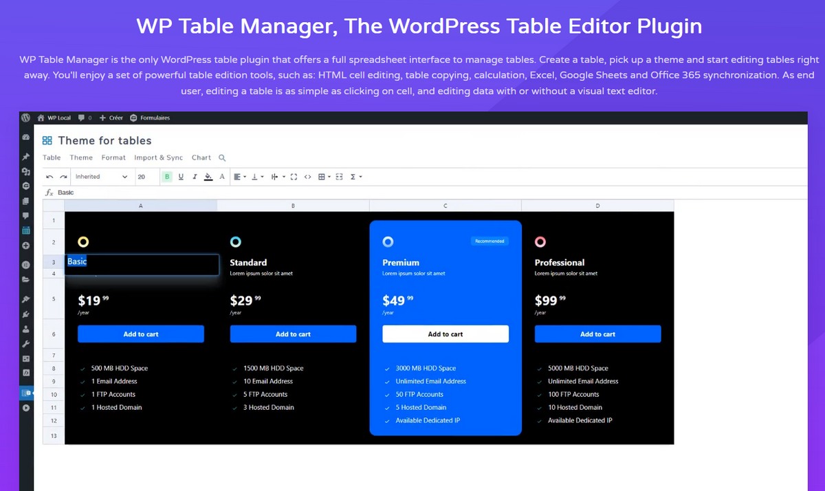 WP Table manager WordPress plugin