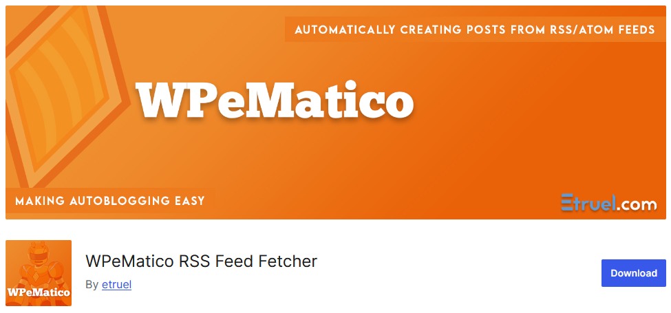 WPeMatico RSS Feed Fetcher WordPress free plugin