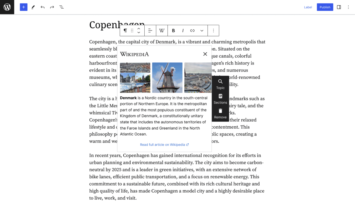 Wikipedia Preview WordPress plugin