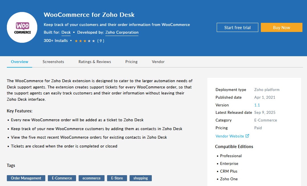 WooCommerce for Zoho Desk