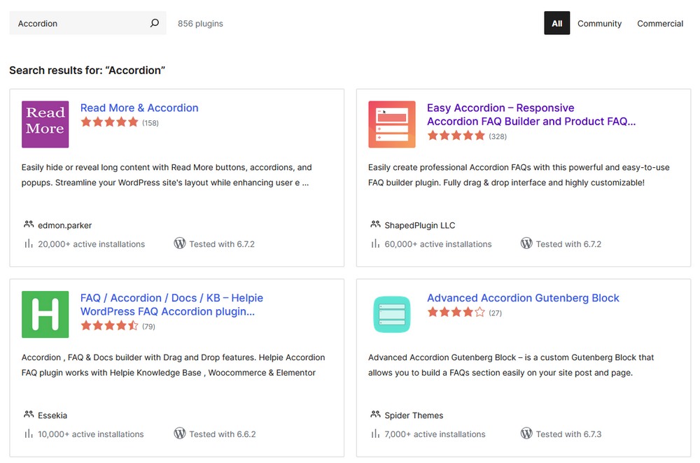 WordPress free accordion plugins
