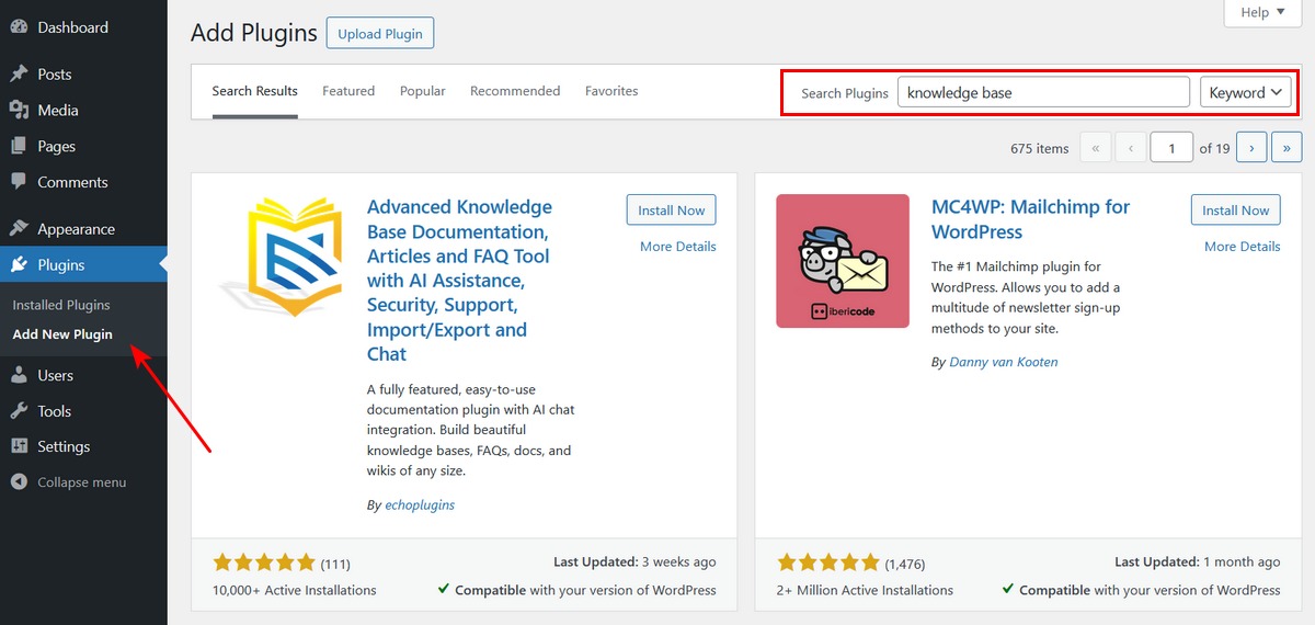 WordPress free knowledge base plugins