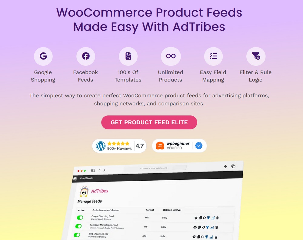 AdTribes WooCommerce product feeds plugin