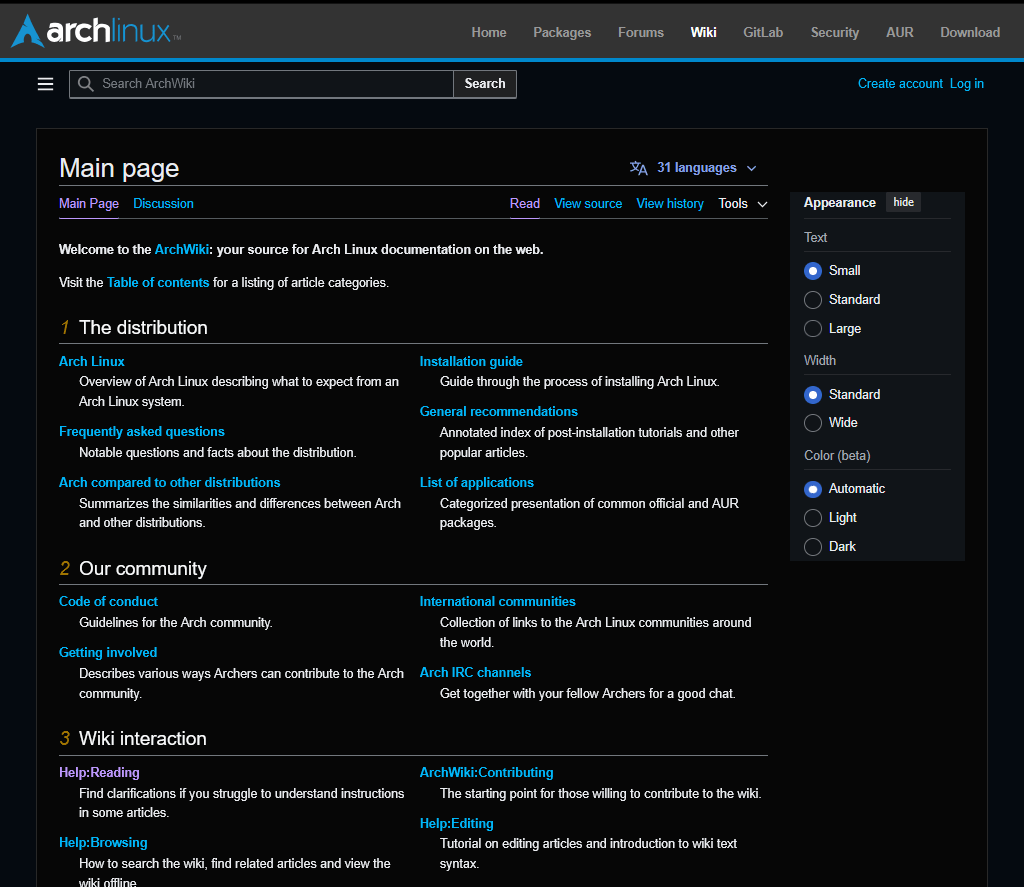 Arch Linux Wiki example