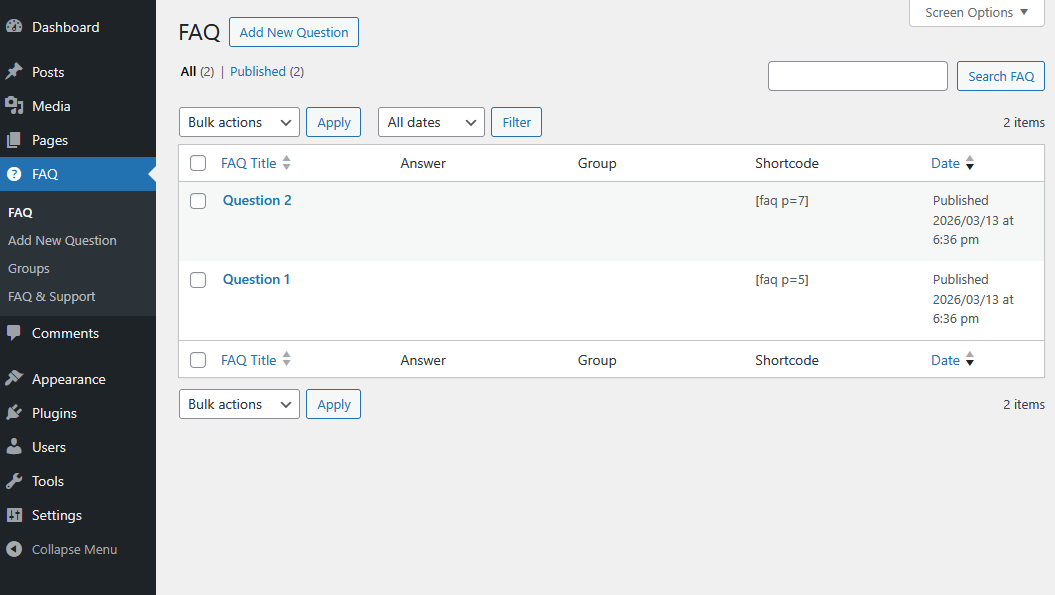 Arconix FAQ plugin