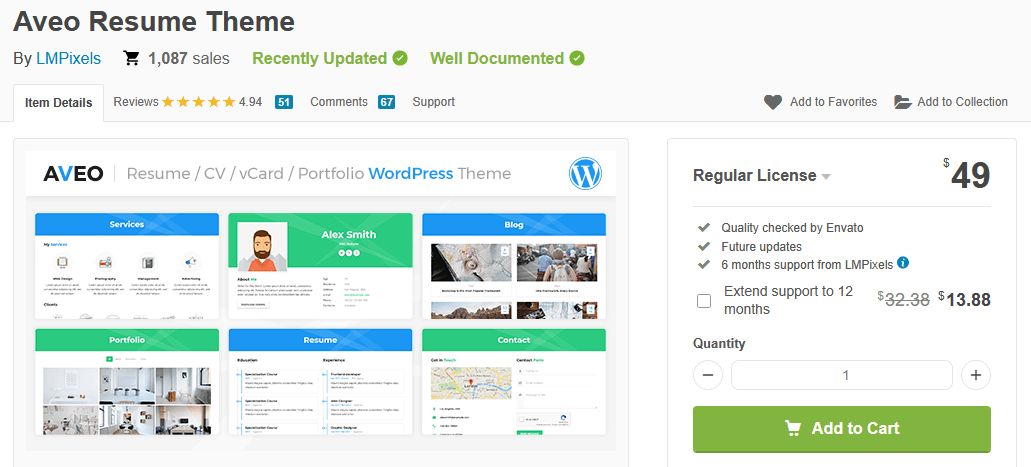 Aveo WordPress resume theme