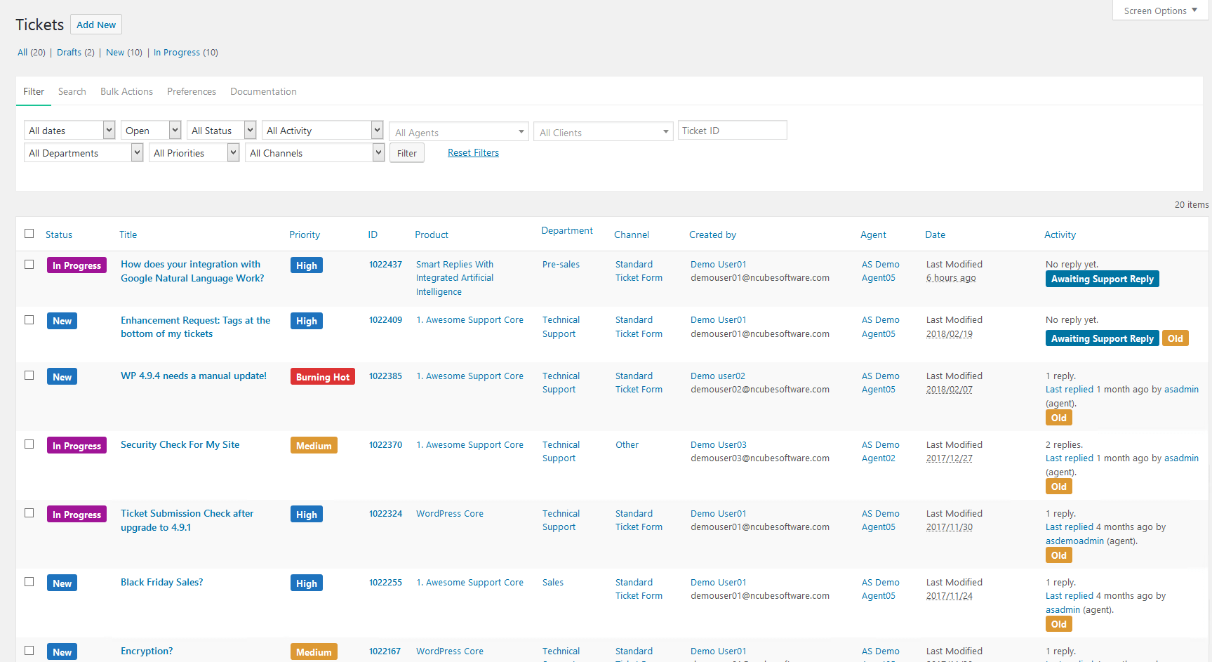 Awesome support helpdesk screenshot