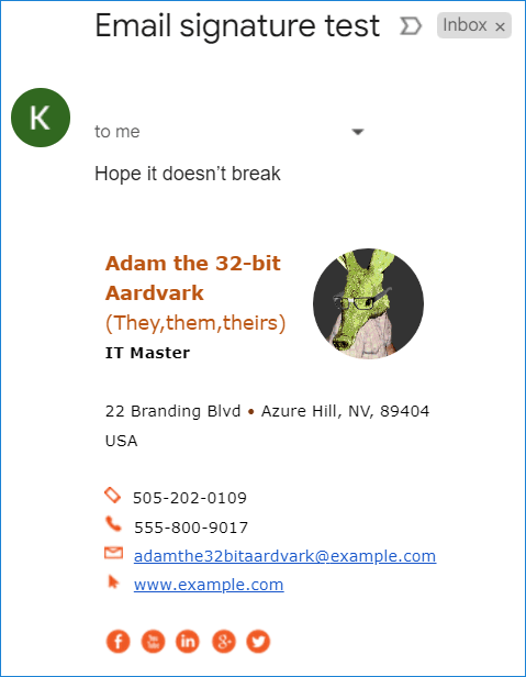 Bad email signature