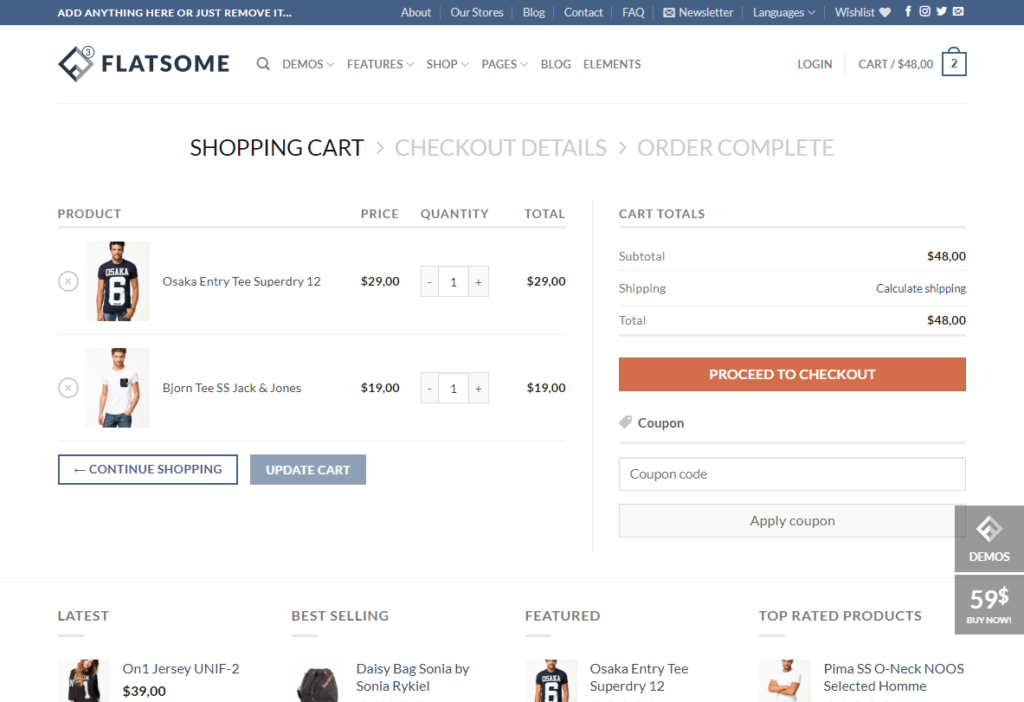 Flatsome cart page