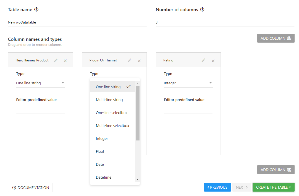 manage columns