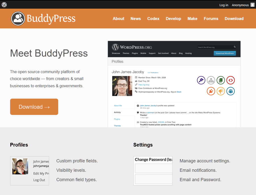 BuddyPress WordPress forum plugin
