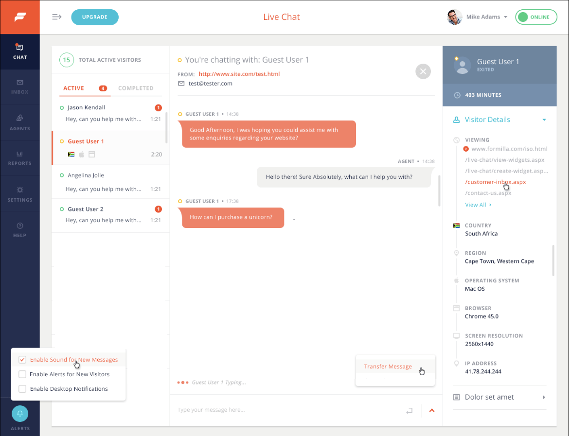 Buttonizer Live Chat backend view
