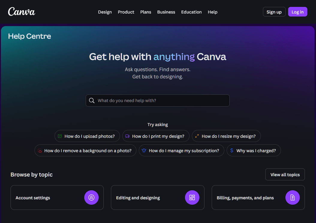 Canva help center