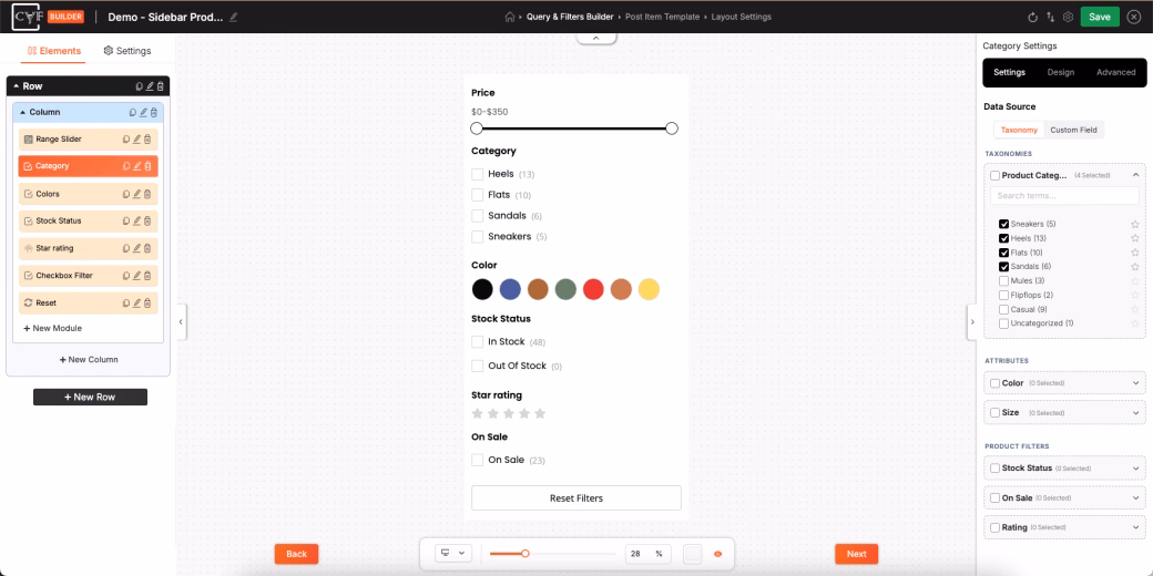 Category ajax filter ui
