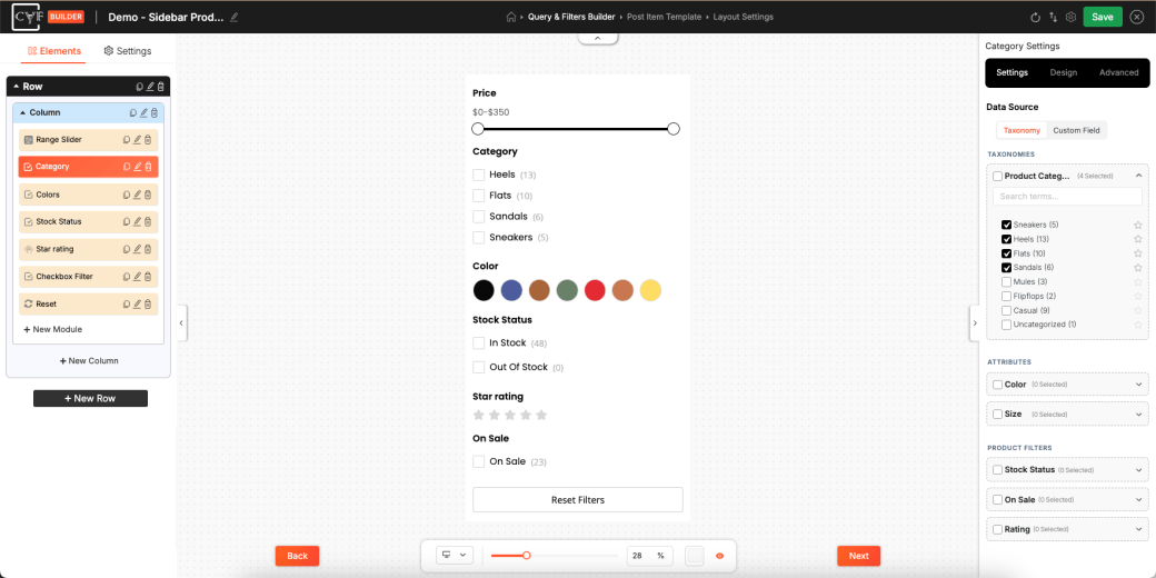 Category AJAX Filter UI
