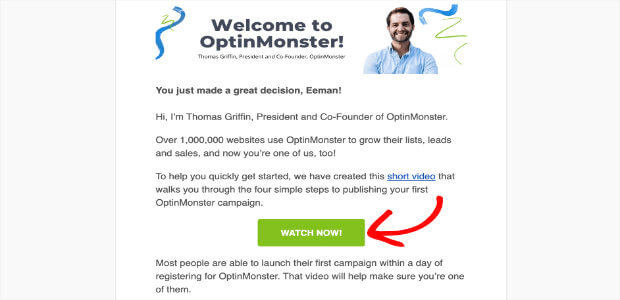 Clear CTA in email example