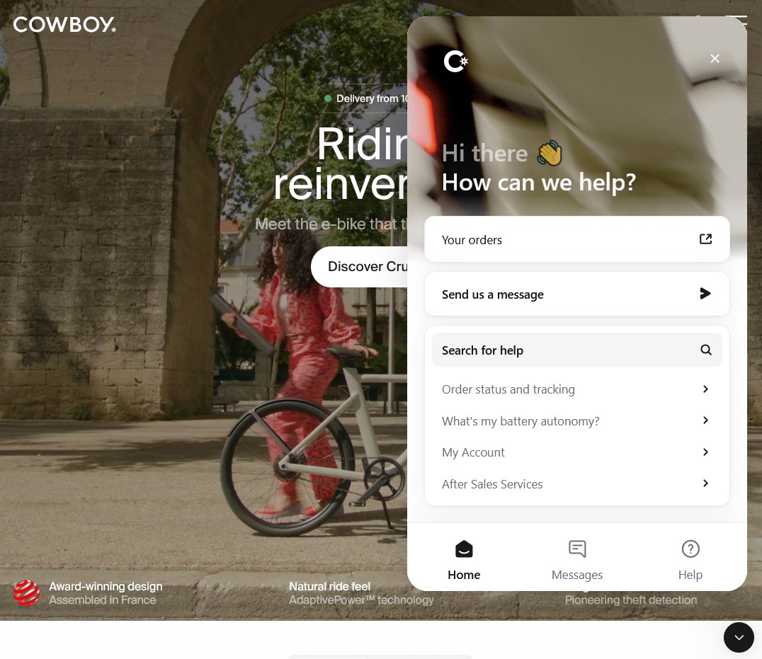 Cowboy ebike shopify store example that is using AI chabot to offer better customer support