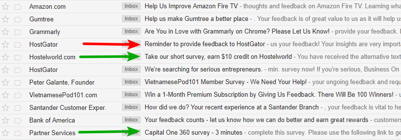 customer feedback email-subject line example