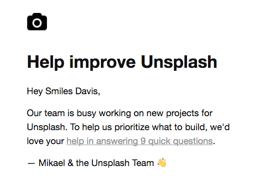 unsplash email survey