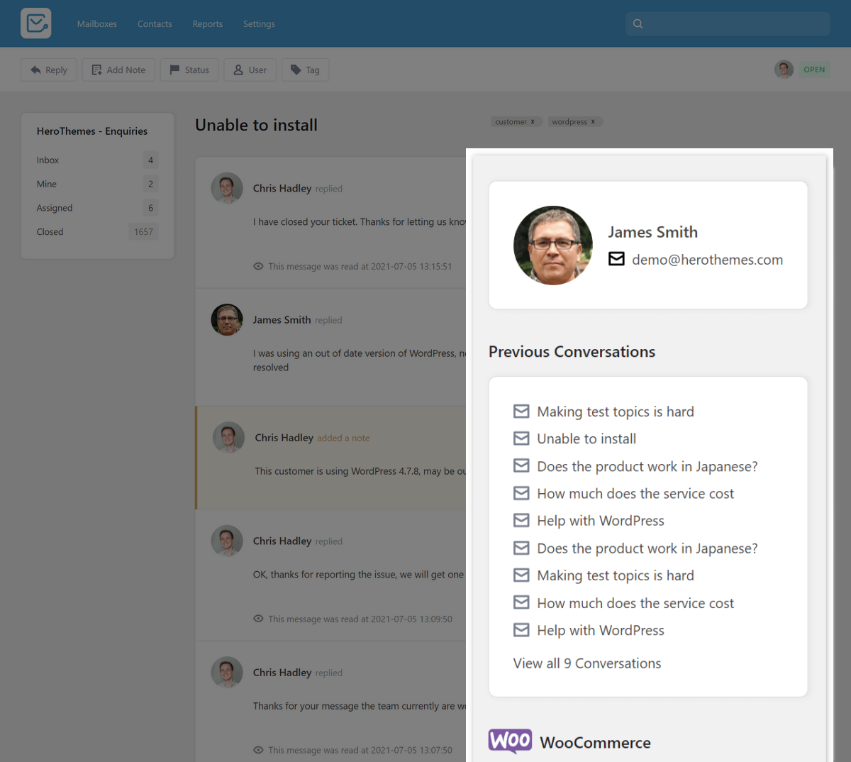 customer history with help desk software
