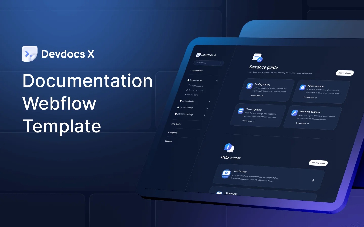 DevDocs X Webflow based template
